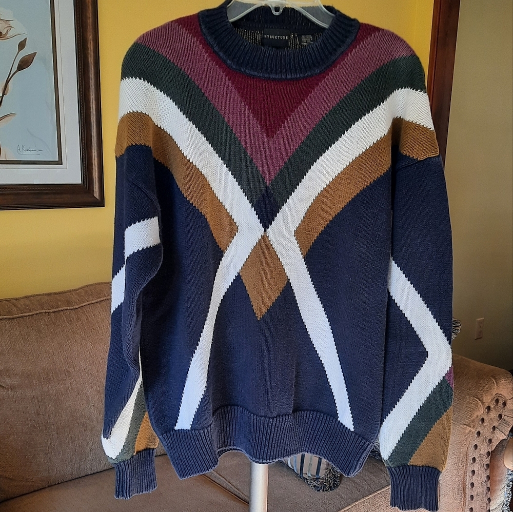 🆕️ Men's 90s Vintage Retro Structure Colorblock Sweater